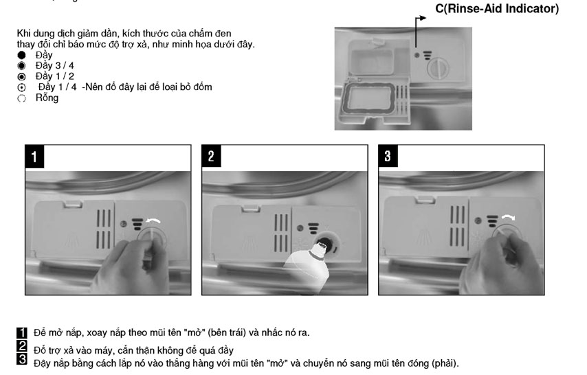 Thêm viên rửa và nước trợ xã