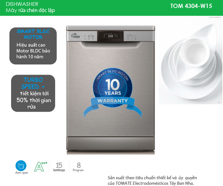 Máy rửa chén TOM 4304-W15