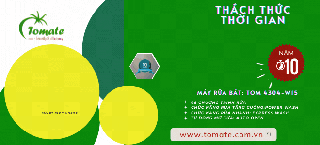 Bảo hành động cơ máy rửa bát TOM 4304-W15 10 năm