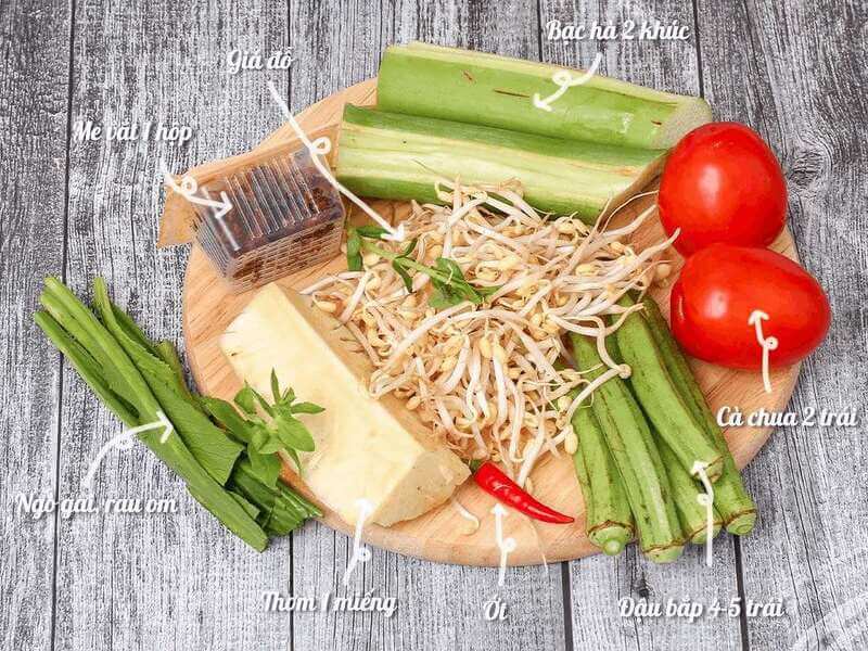 nguyên liệu nấu canh chua cá lóc