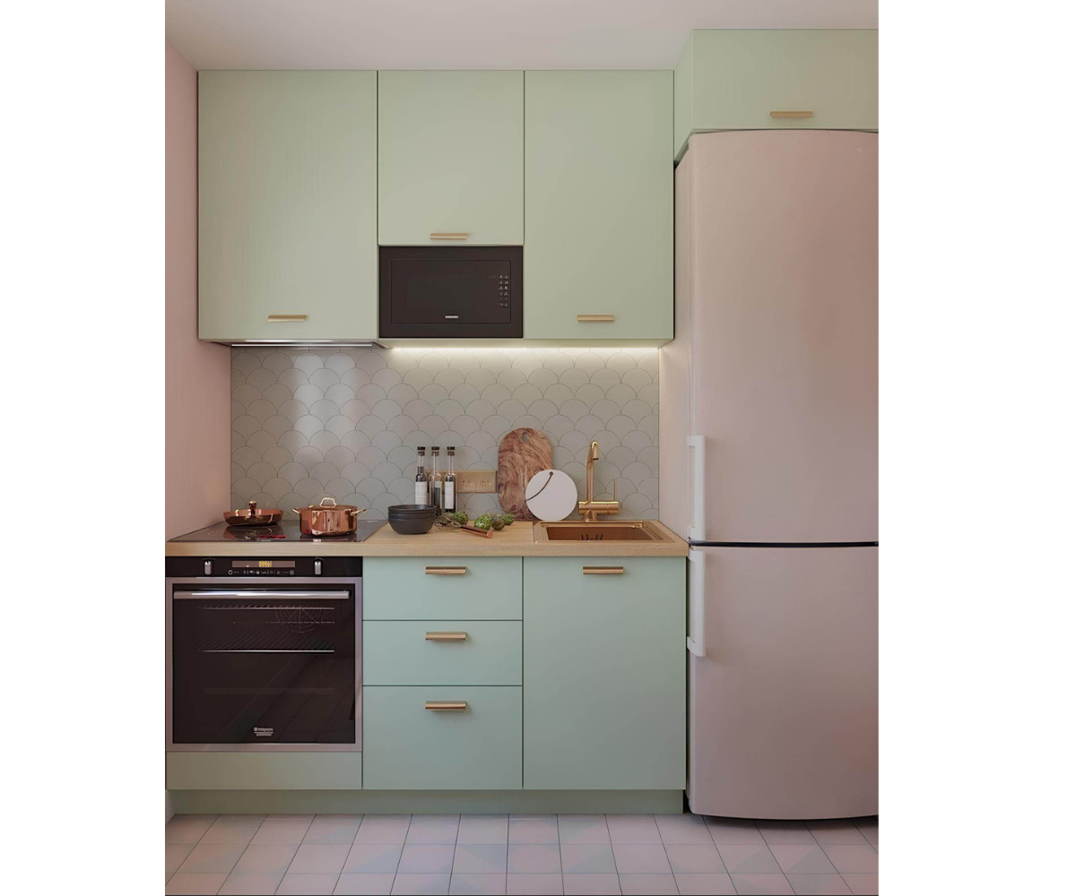 Thiết kế tủ bếp mini 1m2