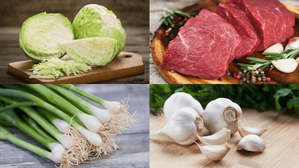 nguyên liệu nấu canh bắp cải thịt bò
