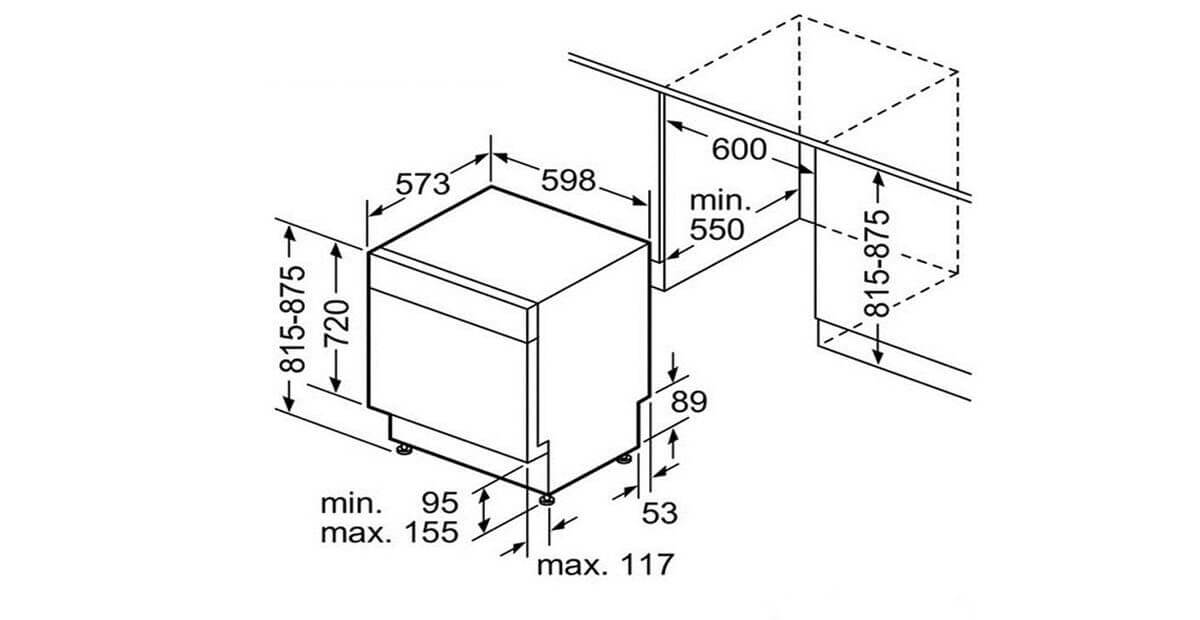 kích thước máy rửa bát nhỏ