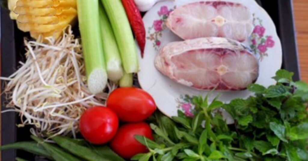 nguyên liệu cá trắm nấu canh chua dứa