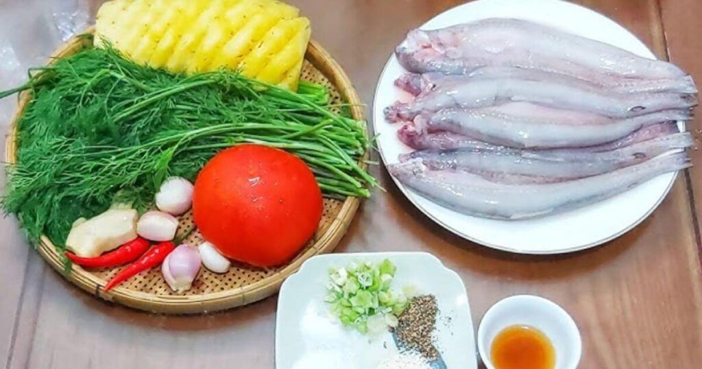 nguyên liệu canh cá khoai nấu dứa