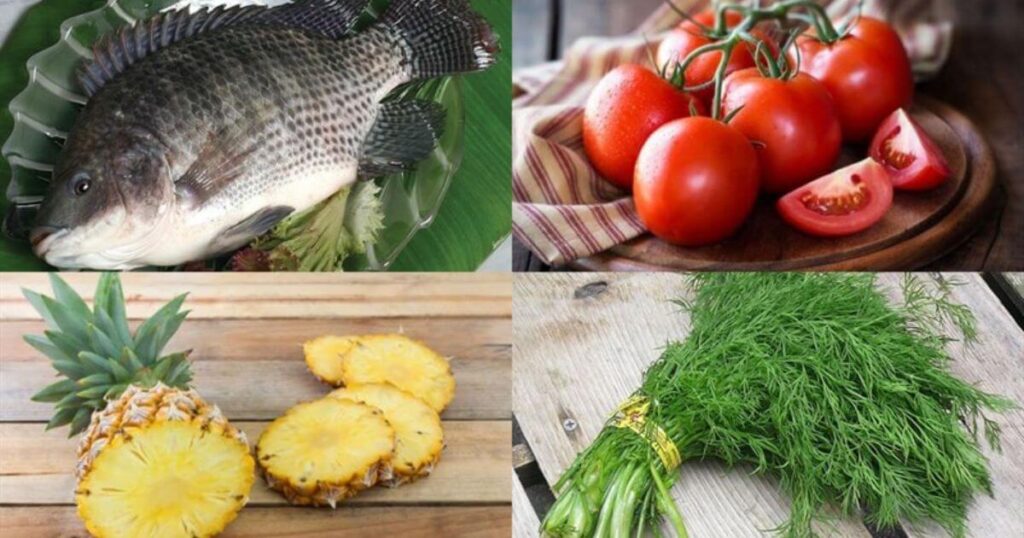 nguyên liệu canh cá rô phi nấu dứa