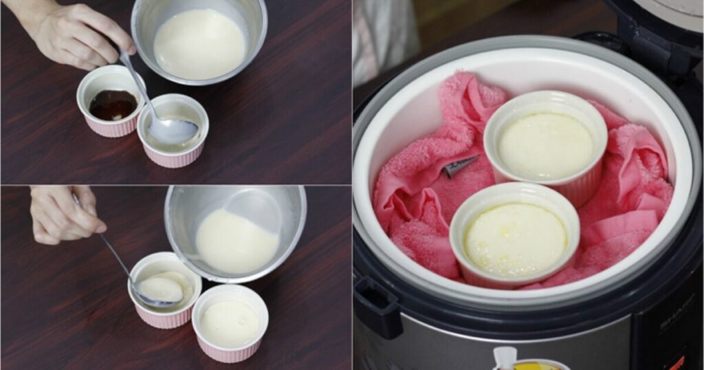 cách hấp bánh flan bằng bếp từ