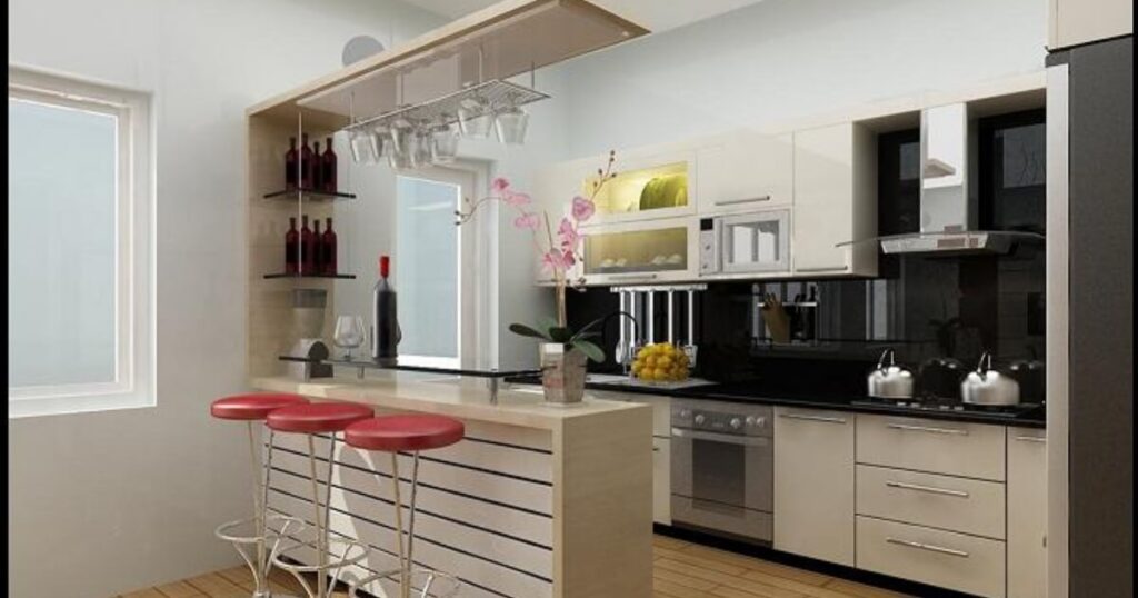 mẫu bếp hiện đại có quầy bar