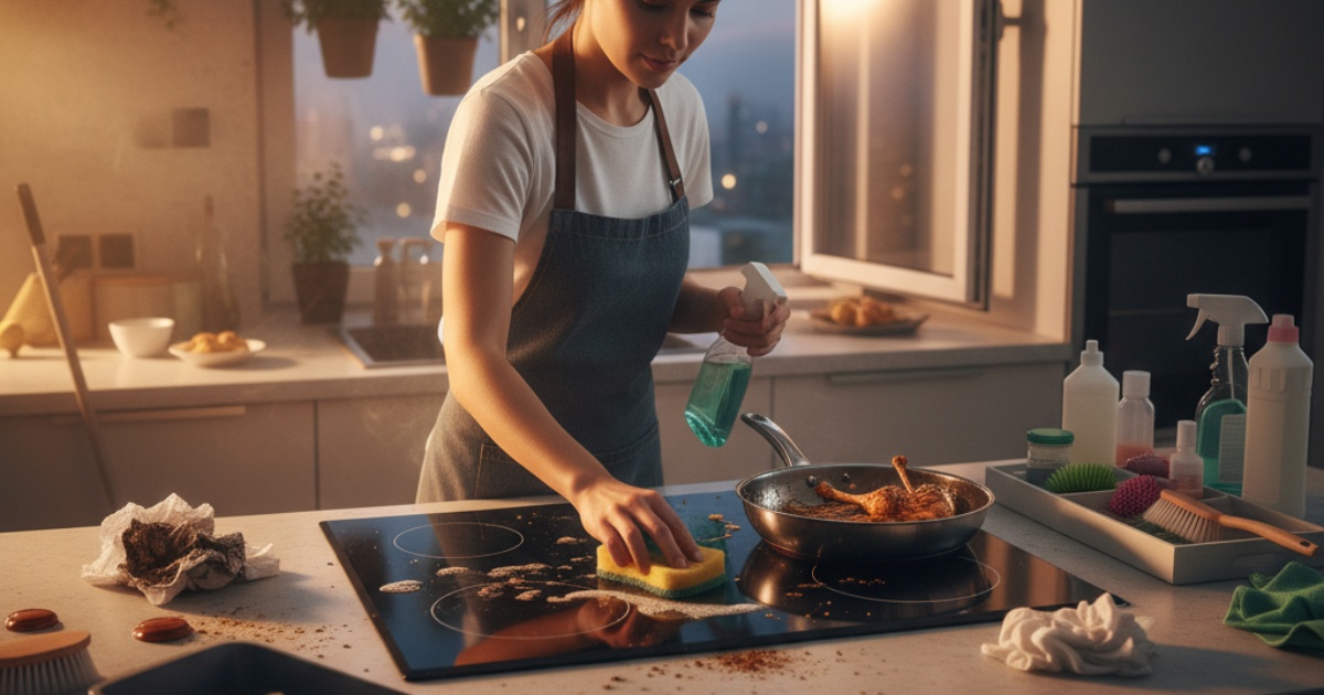 Vệ sinh bếp sau khi nướng gà bằng bếp hồng ngoại Vệ sinh bếp sau khi nướng gà bằng bếp hồng ngoại
