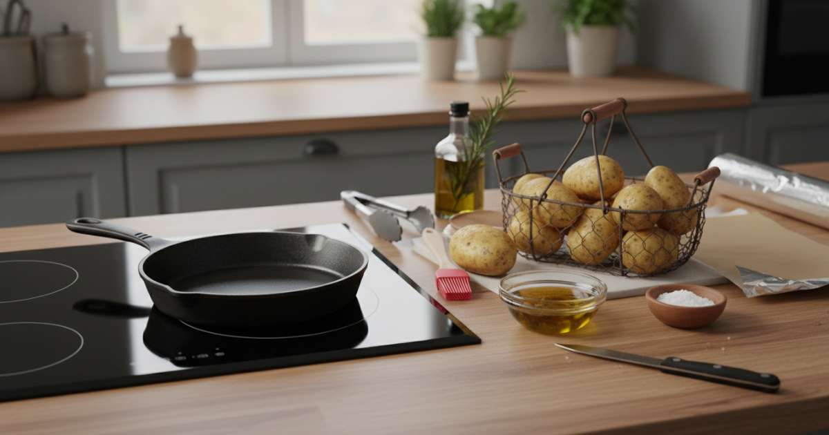 Chuẩn bị nguyên liệu và dụng cụ nướng khoai