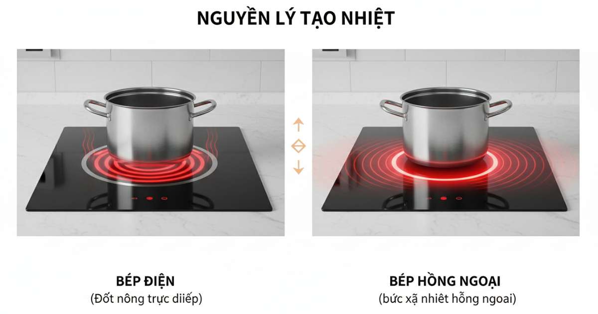 Bếp điện và bếp hồng ngoại khác nhau thế nào về nguyên lý tạo nhiệt