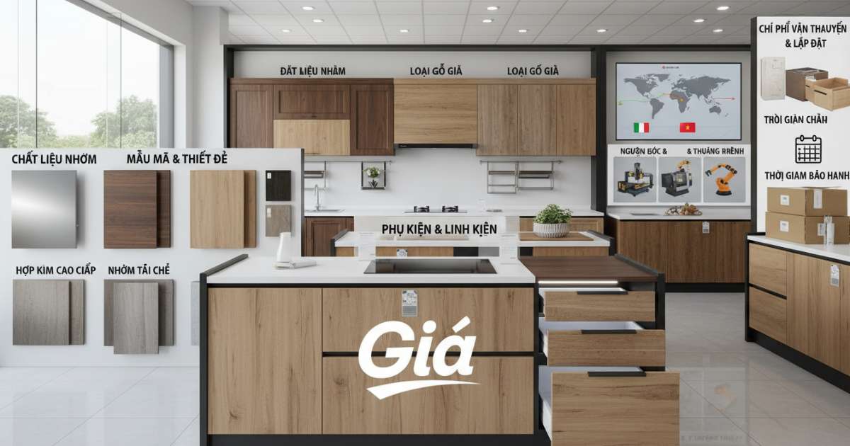 Các yếu tố ảnh hưởng đến giá tủ bếp nhôm giả gỗ trên thị trường