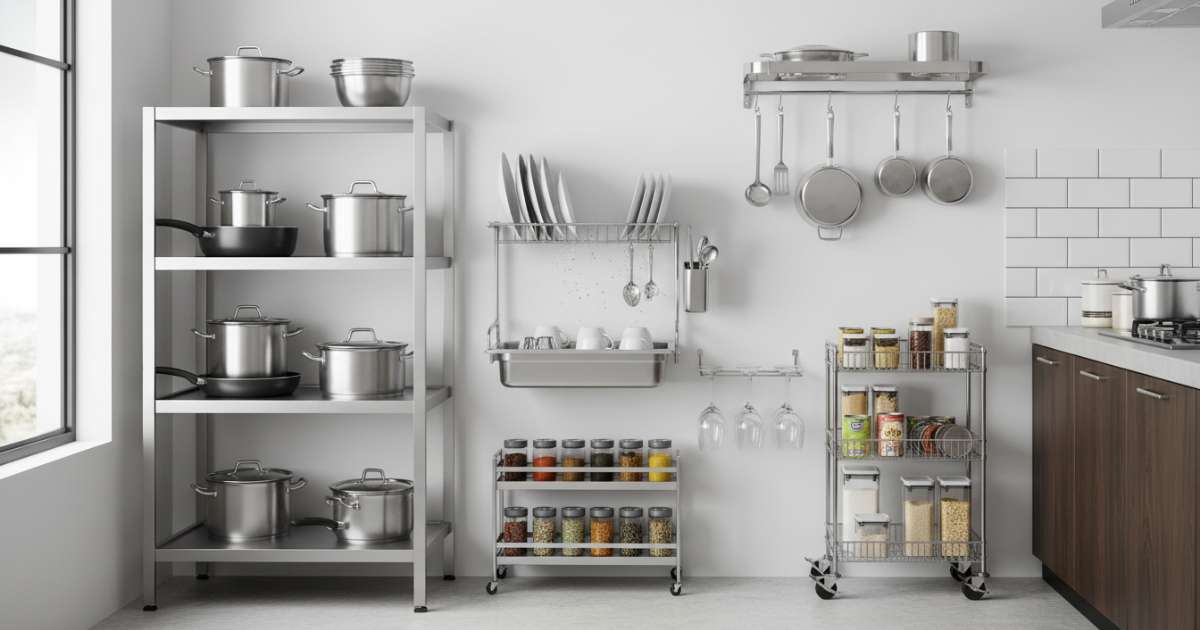 Các loại kệ inox nhà bếp phổ biến và công năng sử dụng