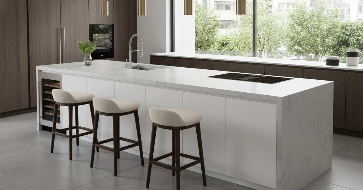 Kích thước tiêu chuẩn của quầy bar bếp hiện đại đảm bảo tiện nghi