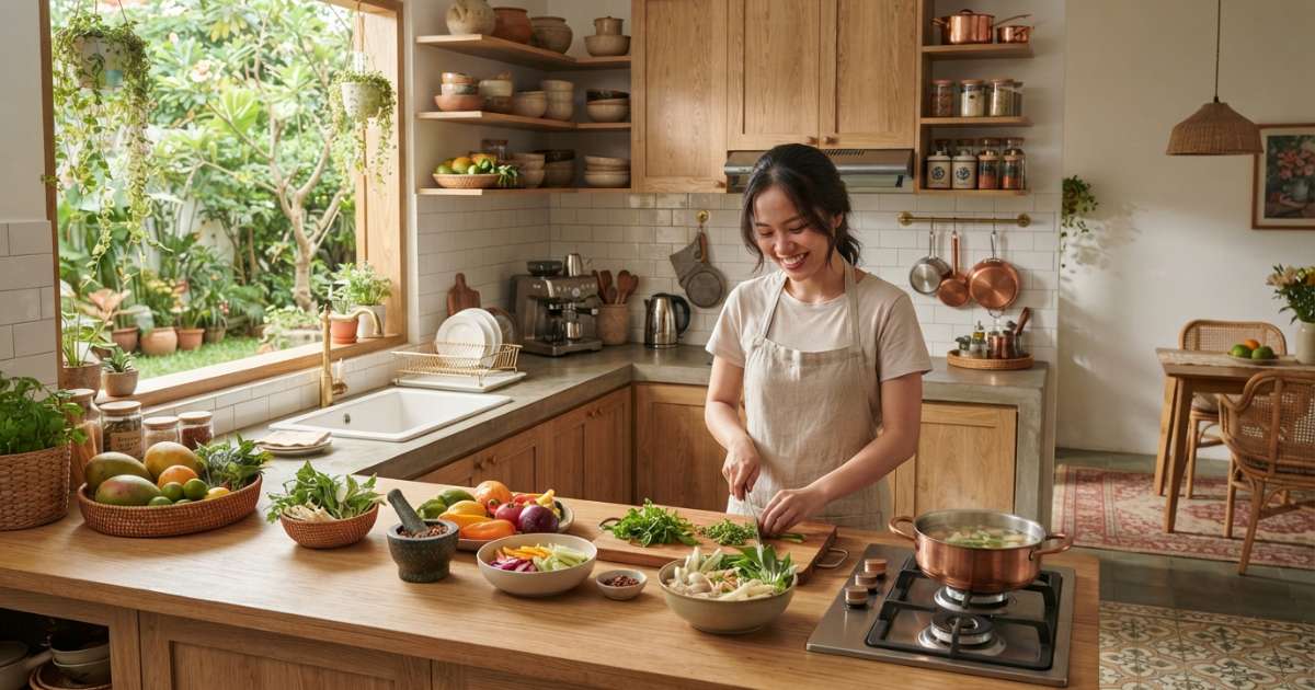 Bố trí nội thất khoa học cho không gian nhà bếp xinh
