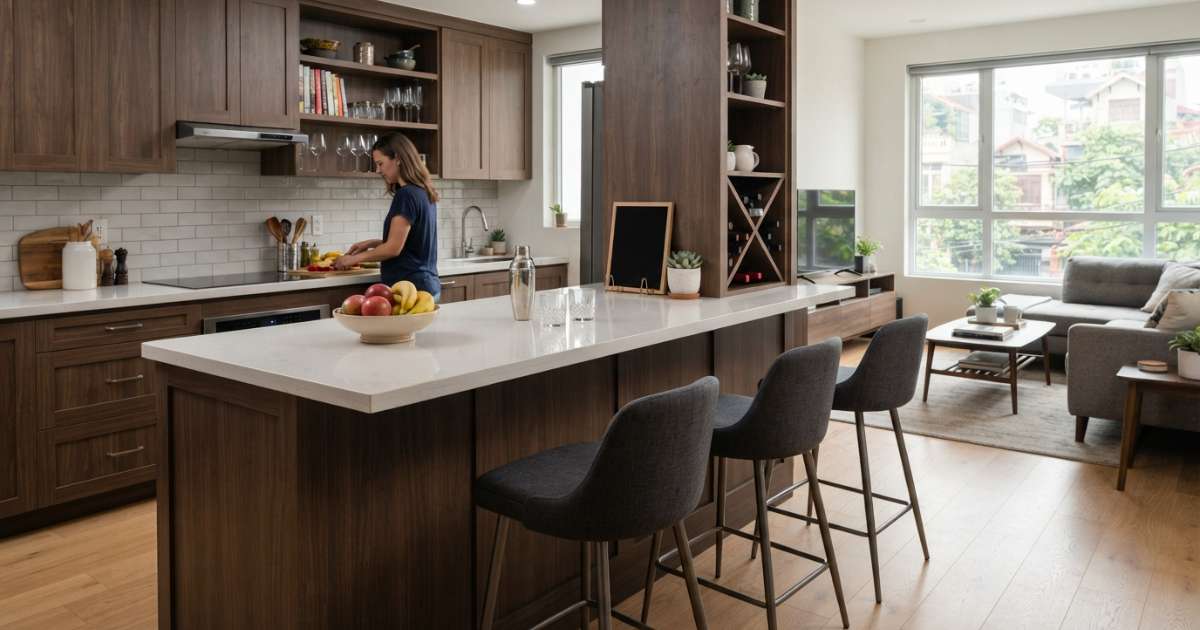 Các loại quầy bar ngăn phòng khách và bếp phổ biến hiện nay