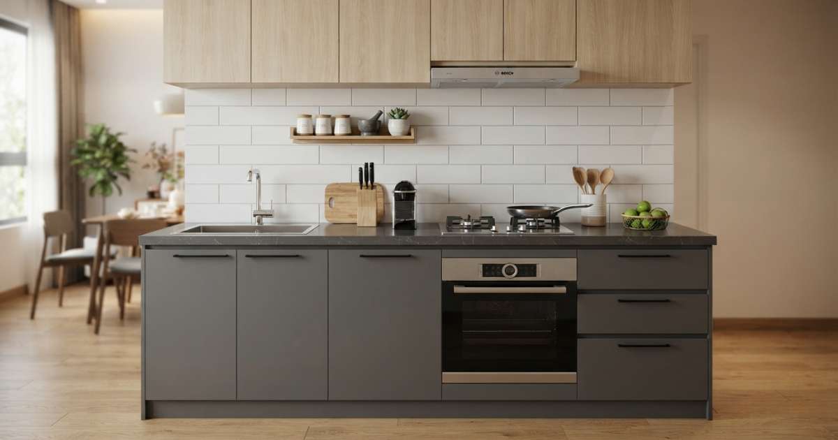 Các loại vật liệu phổ biến làm mẫu tủ bếp dài 2m hiện nay