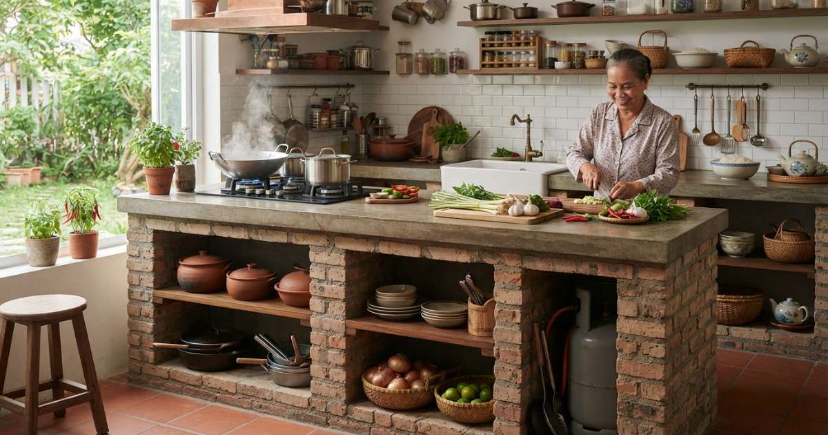Các mẫu kệ bếp xây gạch đẹp và thịnh hành nhất hiện nay
