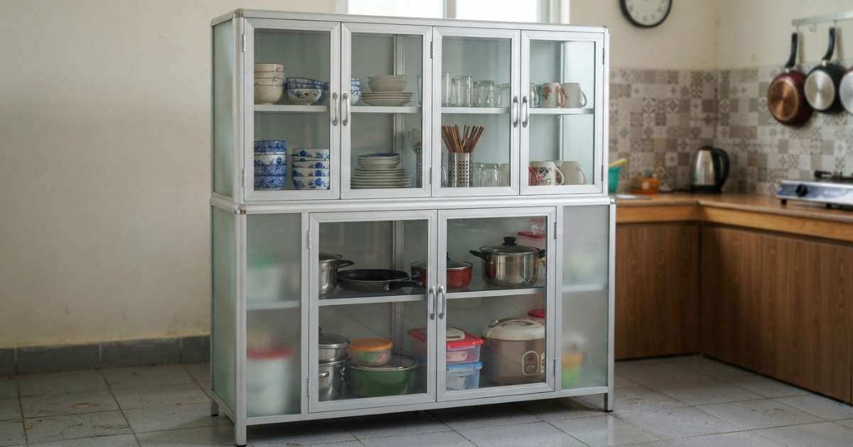 Các mẫu tủ chén nhôm 1m2 phổ biến trên thị trường
