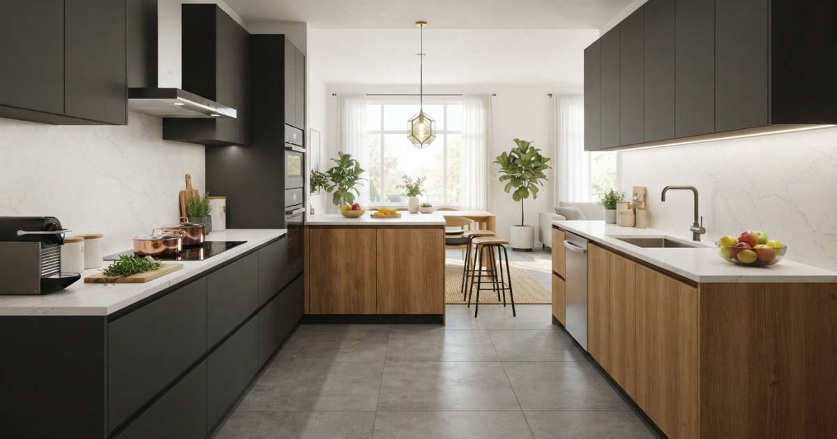 Cách bố trí mẫu tủ bếp đẹp hình chữ l hiện đại cho nhà nhỏ