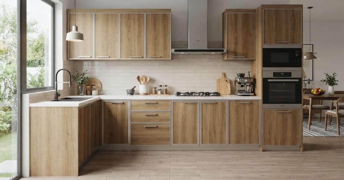 Cách chọn màu sắc cho mẫu tủ bếp nhôm giả gỗ đẹp hài hòa