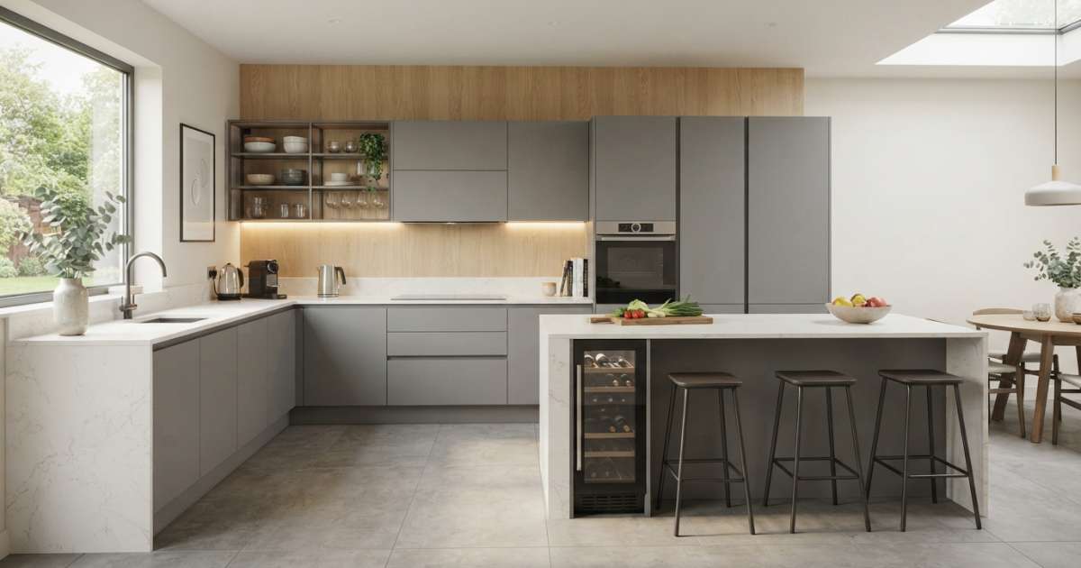 Chất liệu gia công tủ bếp màu ghi được ưa chuộng nhất