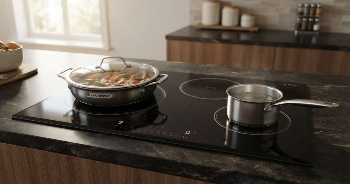 Công nghệ đột phá trên bếp từ bosch 3 vùng nấu serie 8