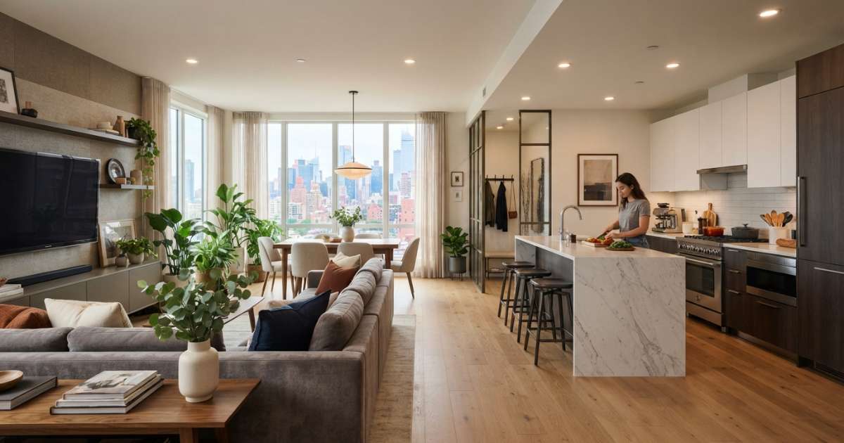 Giải pháp xử lý mùi và tiếng ồn cho phòng khách liền bếp 50m2