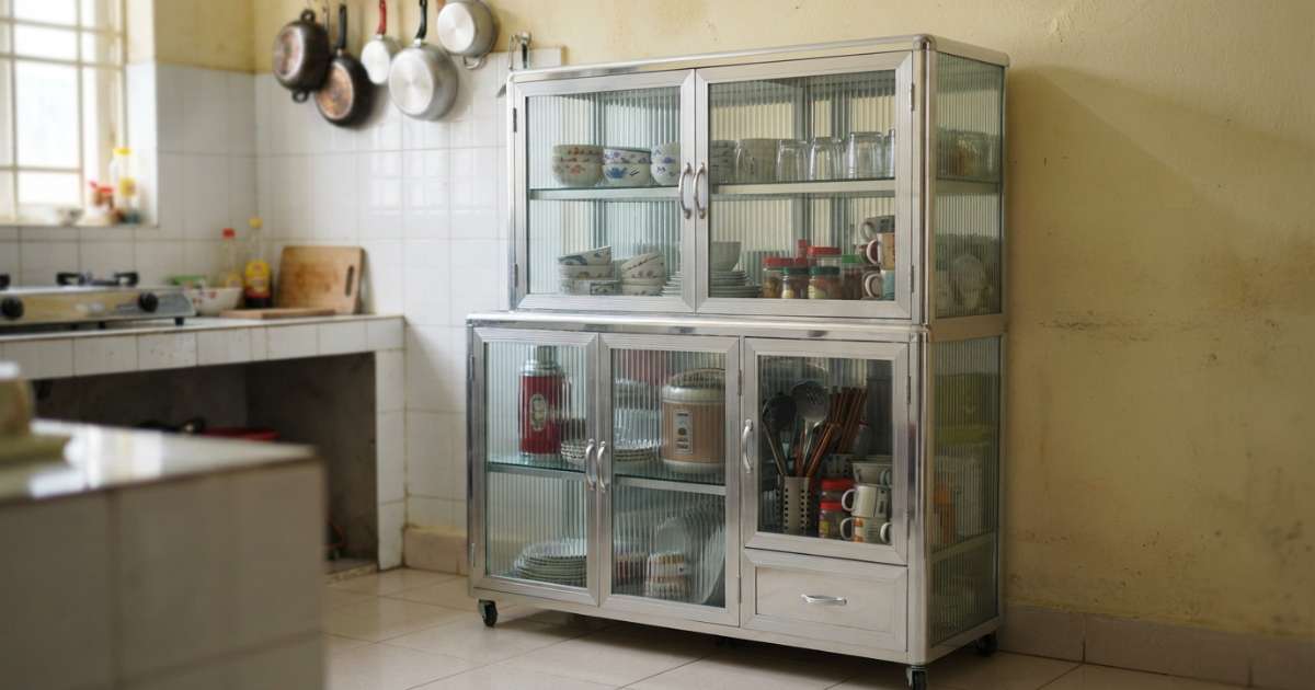 Kích thước và cấu tạo chi tiết của tủ chén nhôm 1m2