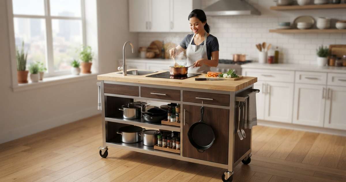 Lợi ích vượt trội khi sử dụng tủ bếp di động cho nhà hẹp