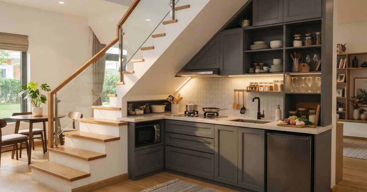 Lựa chọn vật liệu và thiết bị cho bếp dưới gầm cầu thang