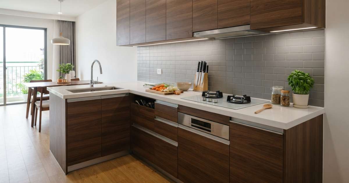 Những phong cách thiết kế mẫu tủ bếp dài 2m được ưa chuộng