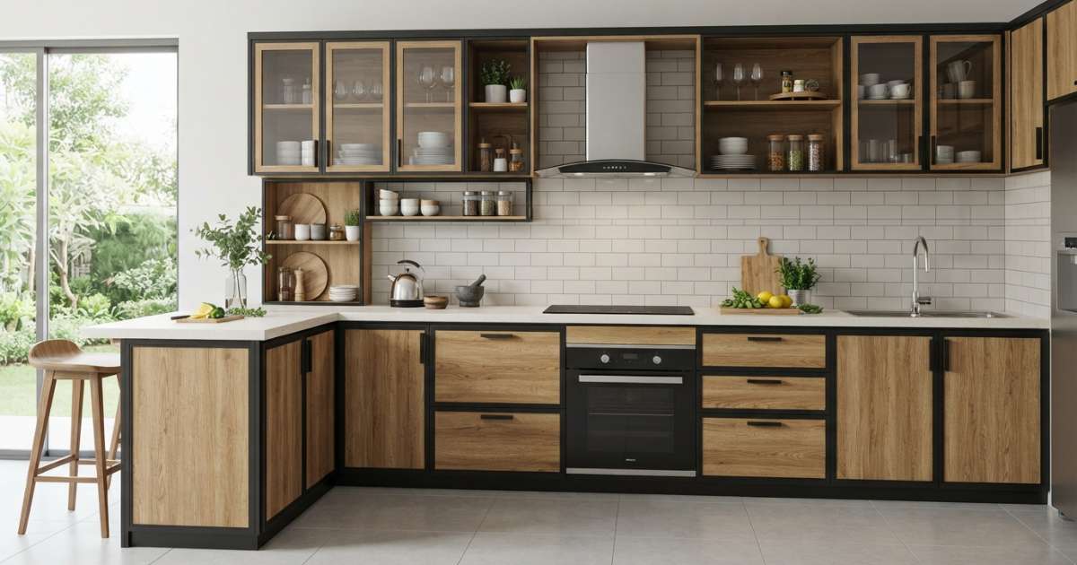 Ưu điểm kỹ thuật của mẫu tủ bếp nhôm giả gỗ đẹp hiện đại